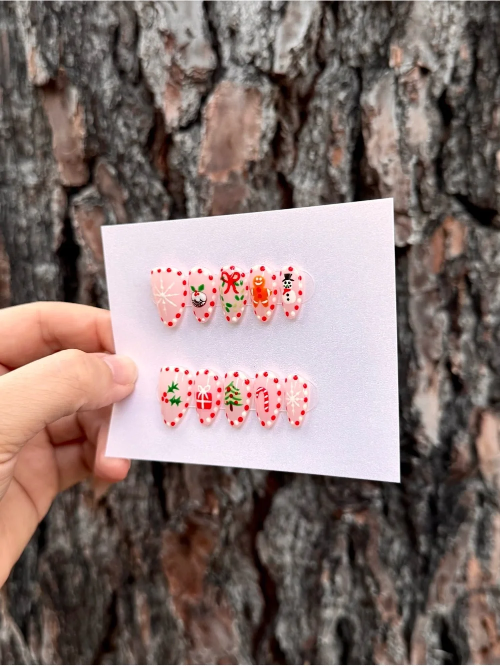 Candy Cane Christmas Press-On Nails